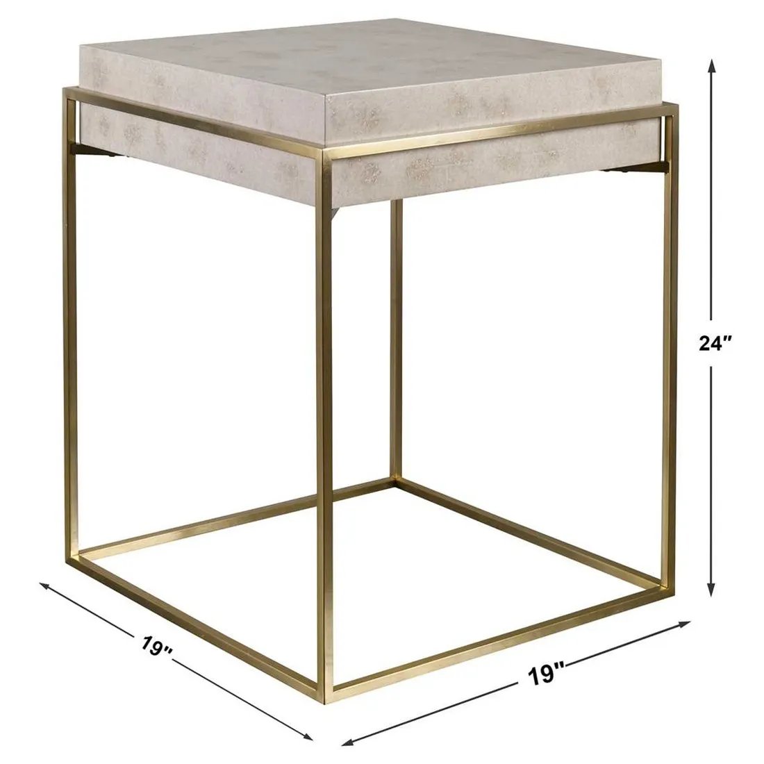 Iris Square Side Table - Cream, Burl Veneer