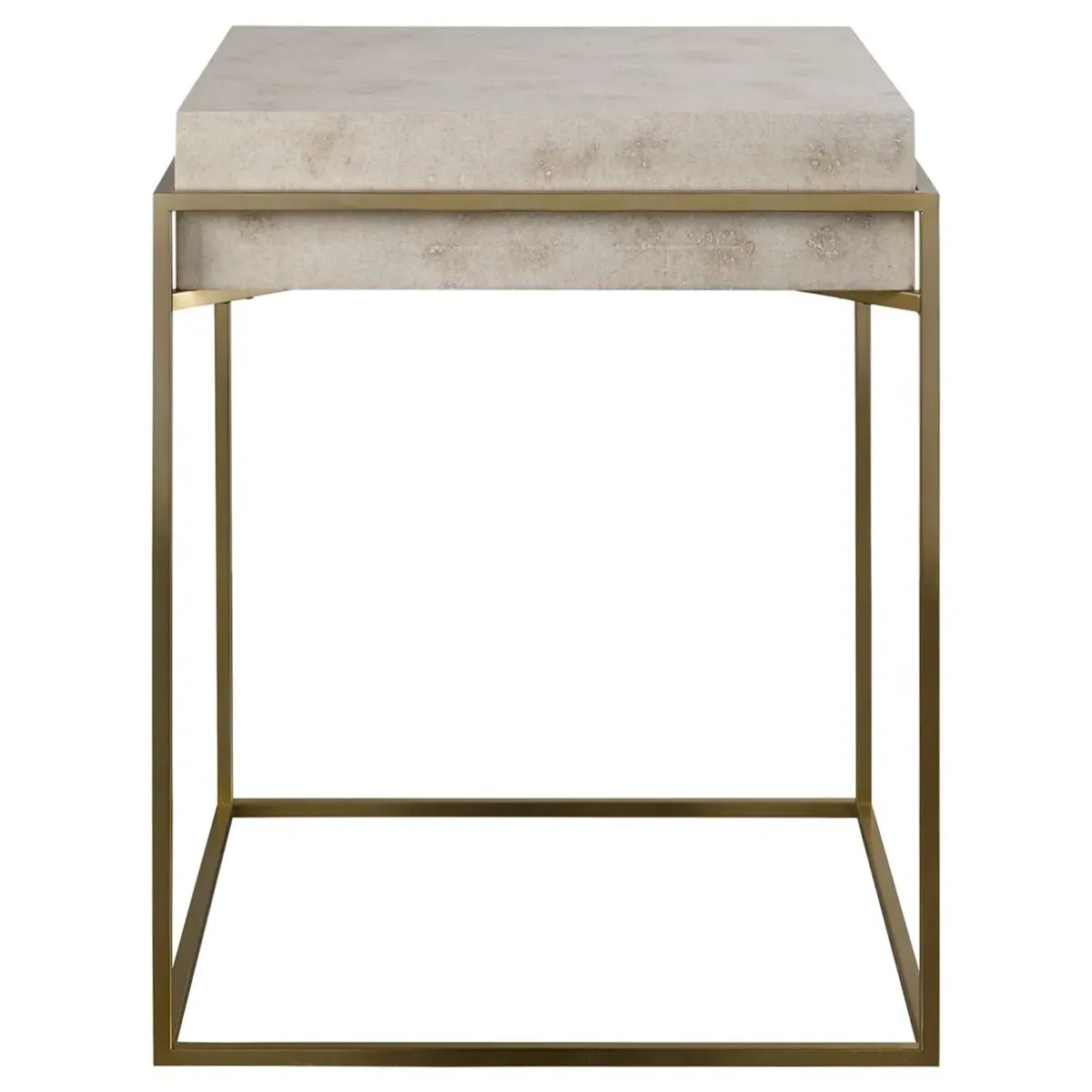 Iris Square Side Table - Cream, Burl Veneer image