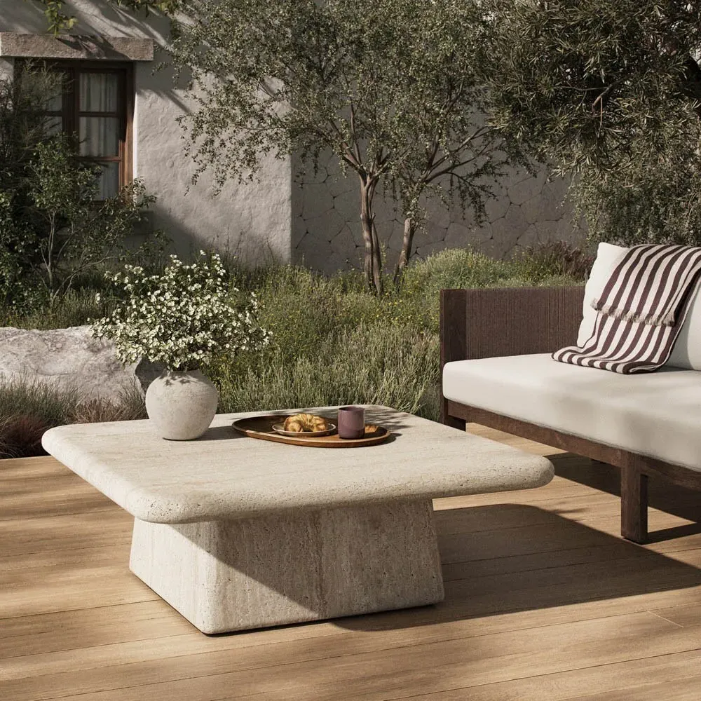 Irish Square Outdoor Coffee Table - White, Concrete