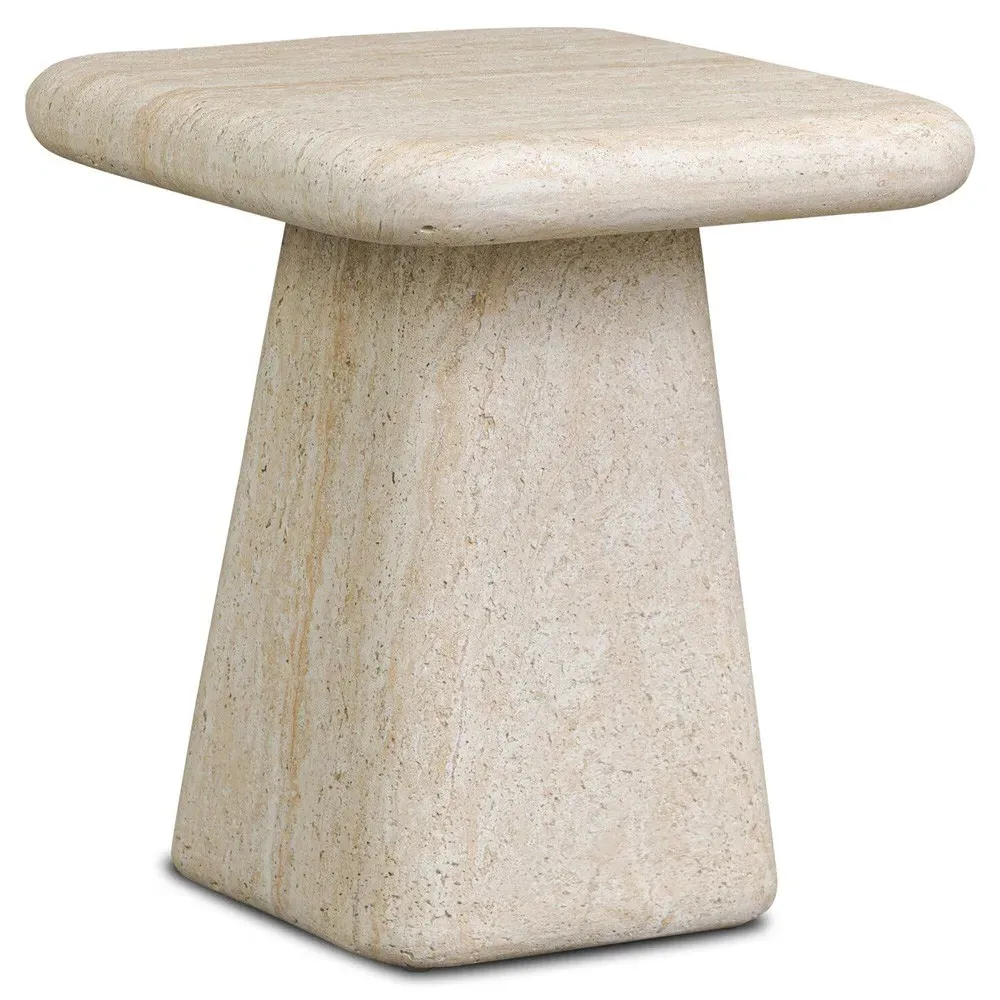 Irish Square Outdoor End Table - White, Concrete