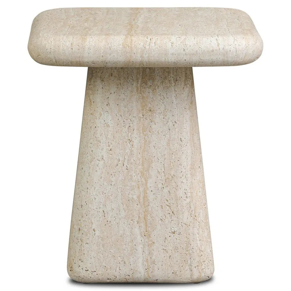 Irish Square Outdoor End Table - White, Concrete
