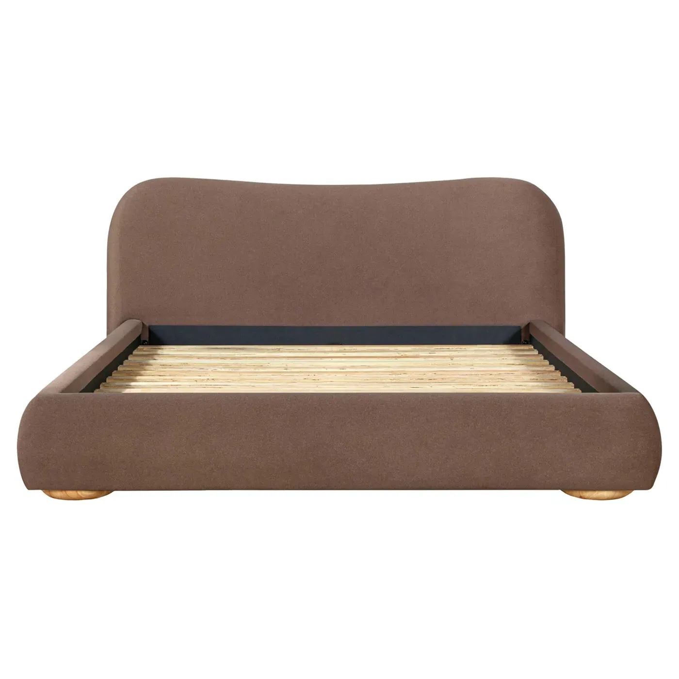 Iritelle King Size Curved Bed - Brown, Rubber Wood