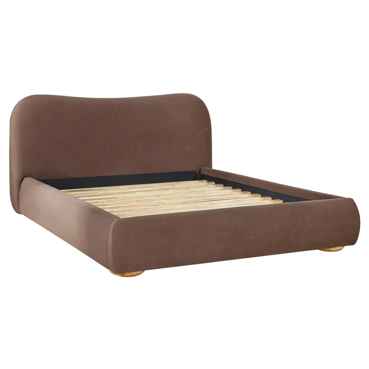 Iritelle King Size Curved Bed - Brown, Rubber Wood