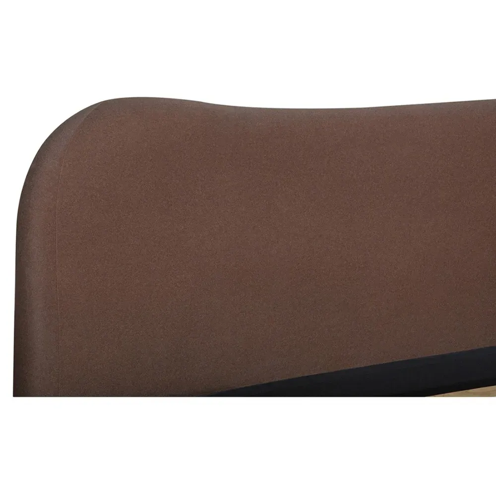 Iritelle Queen Size Curved Bed - Brown, Rubber Wood
