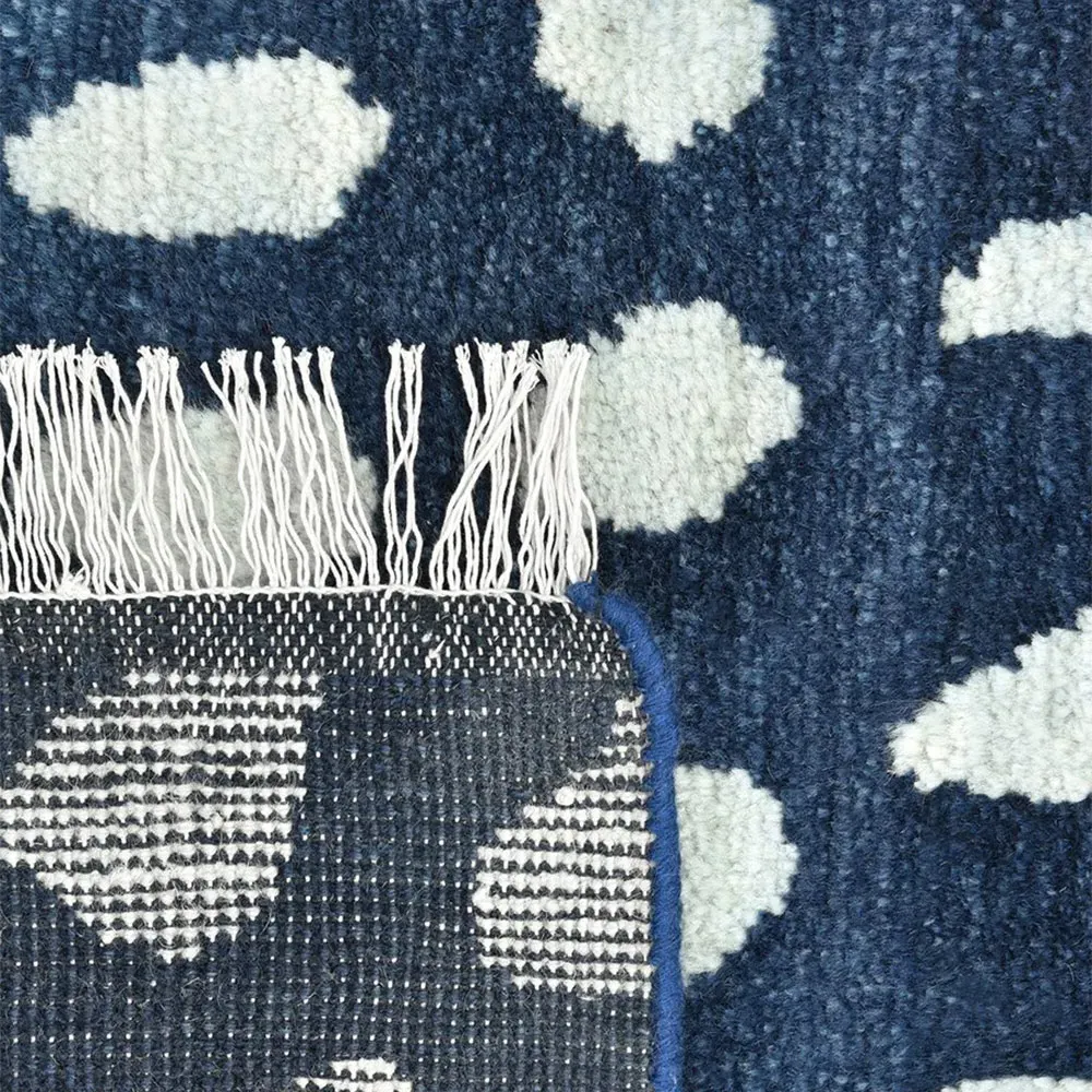 Irma Dot Patterned Hand Knotted Rug - Navy, Wool