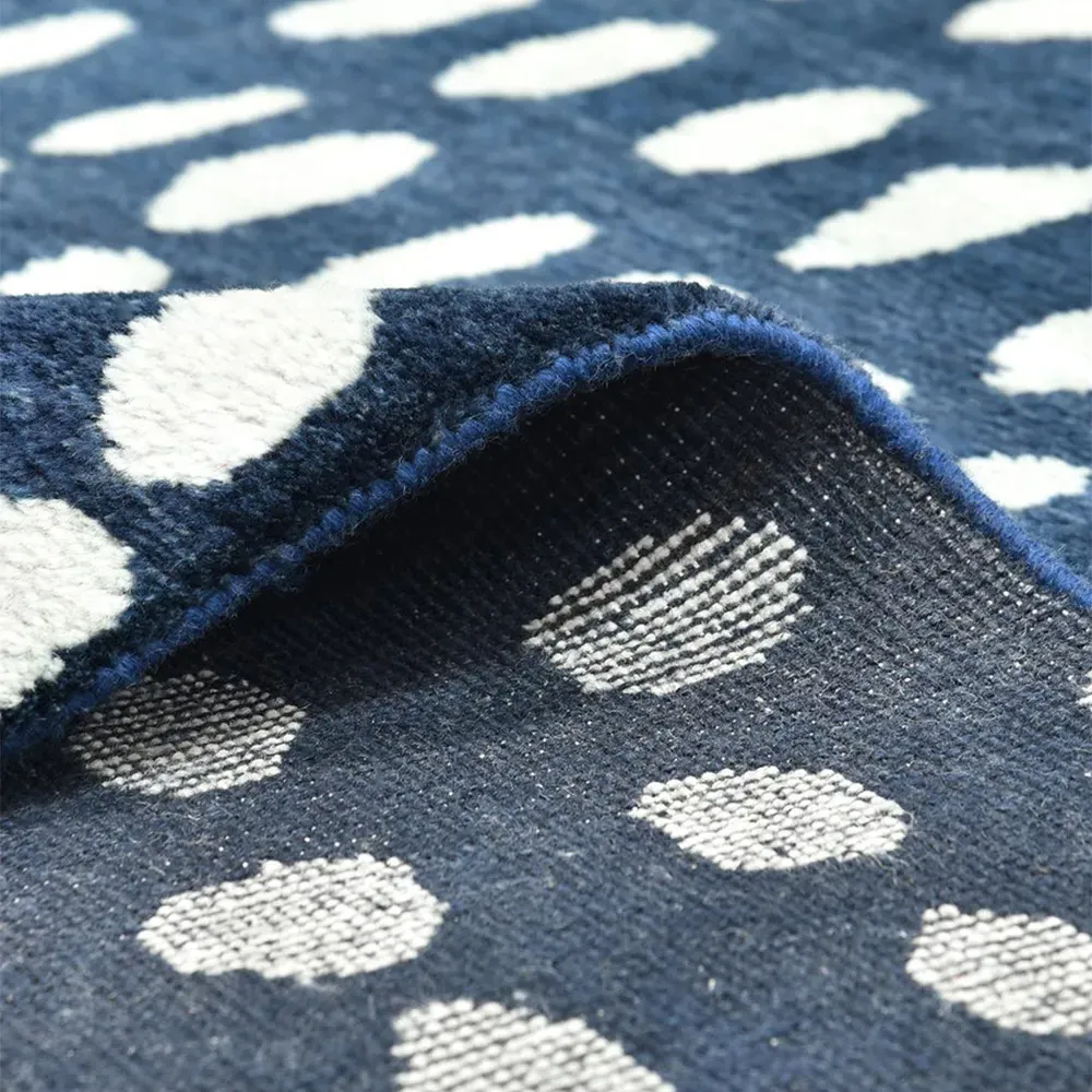 Irma Dot Patterned Hand Knotted Rug - Navy, Wool