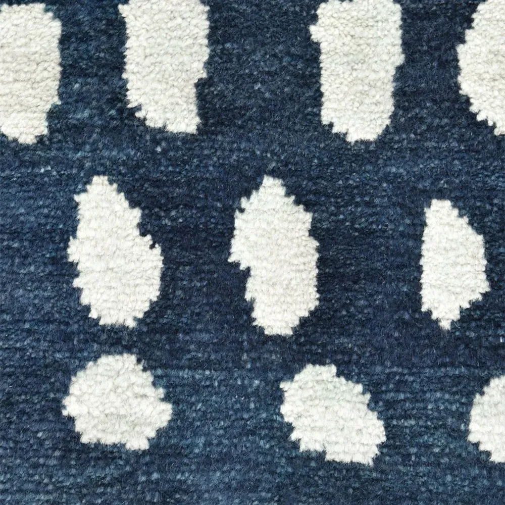 Irma Dot Patterned Hand Knotted Rug - Navy, Wool