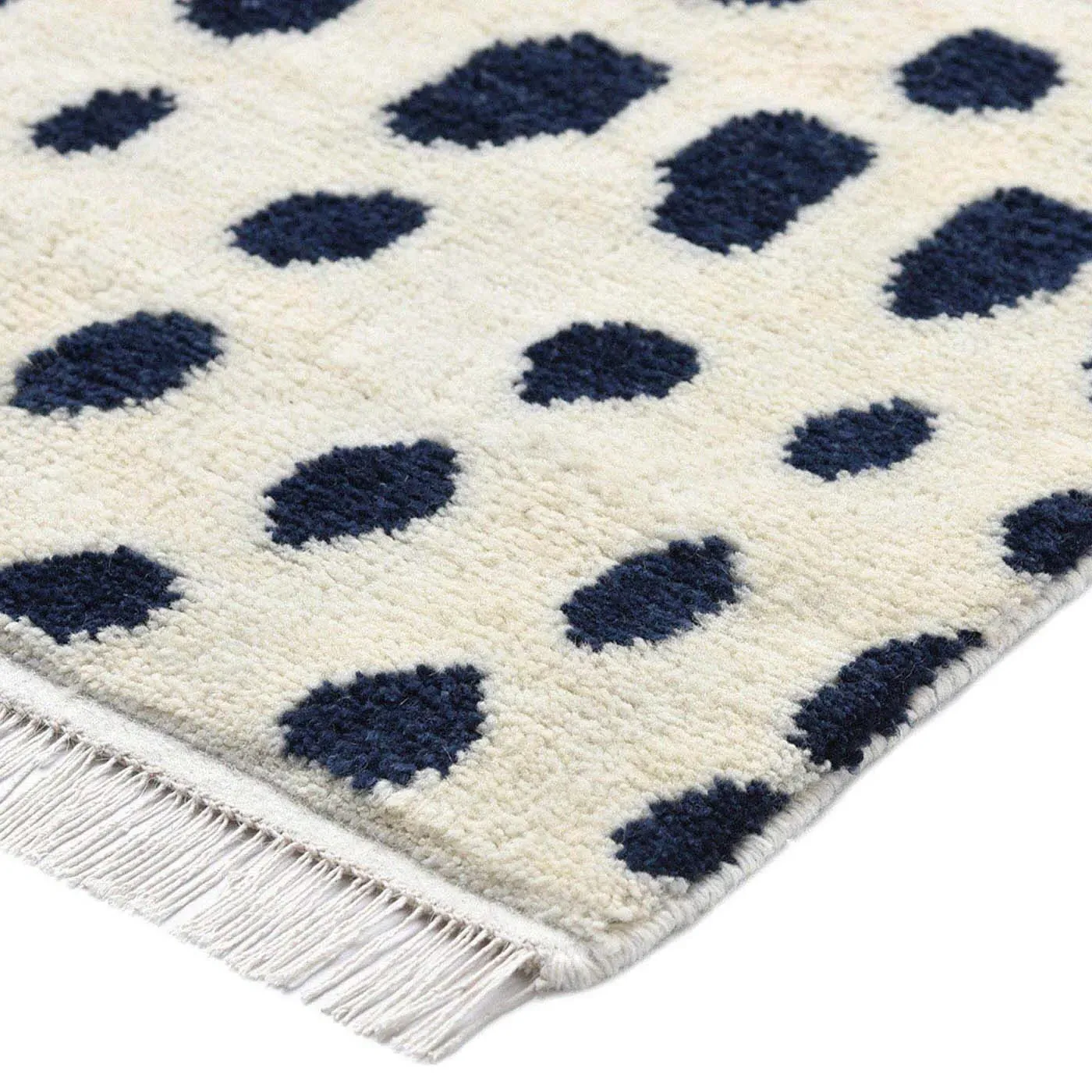 Irma Dot Patterned Hand Knotted Rug - White, Wool