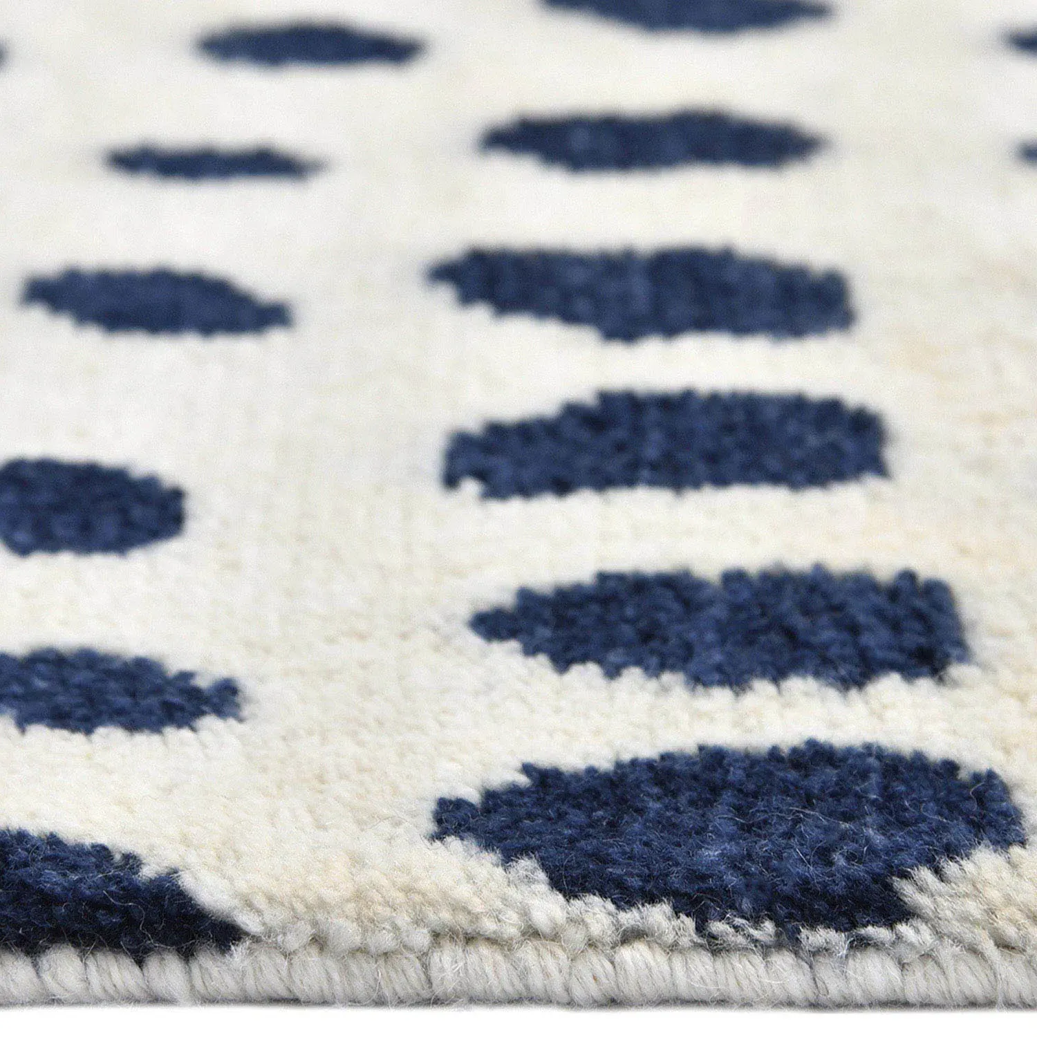 Irma Dot Patterned Hand Knotted Rug - White, Wool