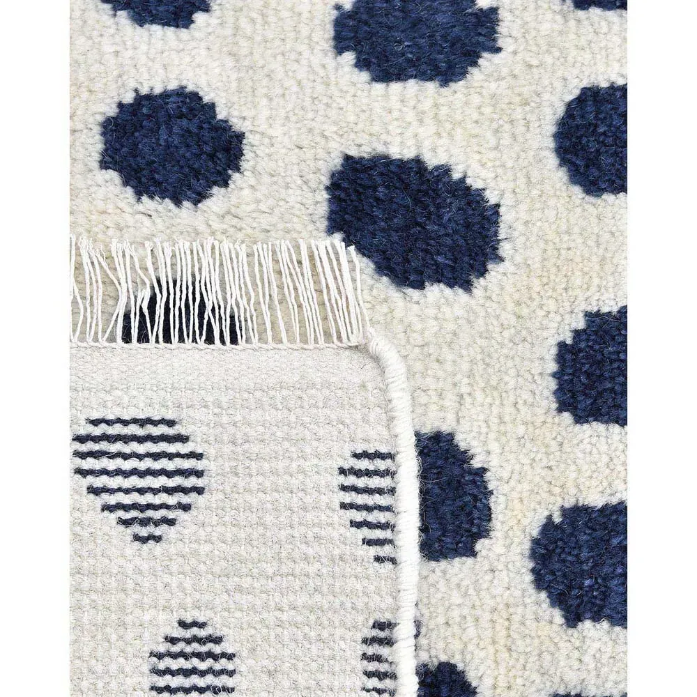 Irma Dot Patterned Hand Knotted Rug - White, Wool