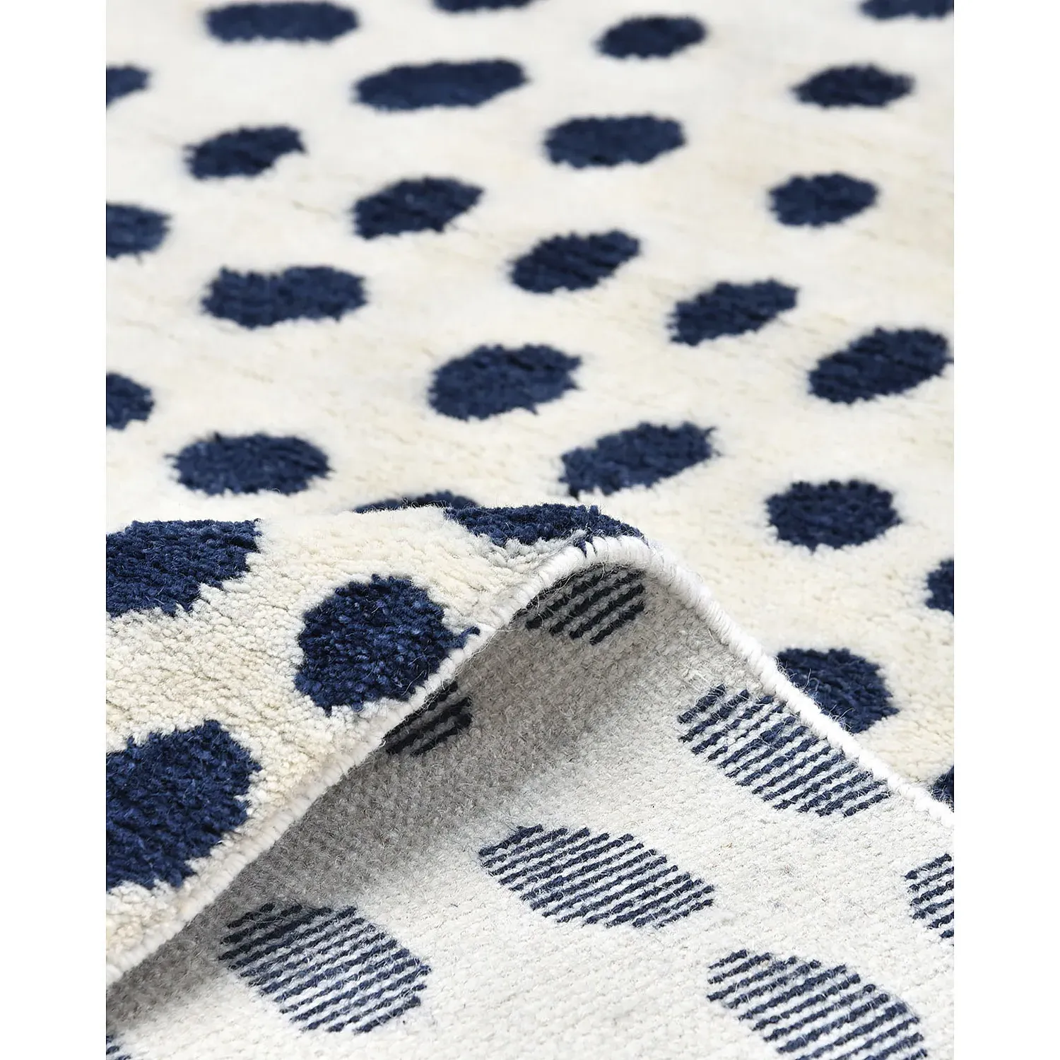 Irma Dot Patterned Hand Knotted Rug - White, Wool