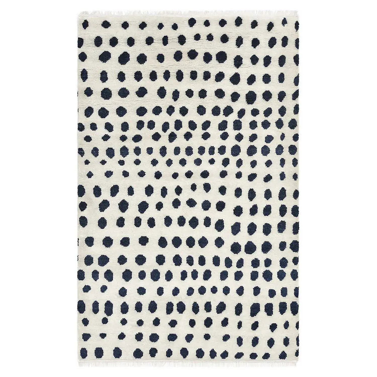 Irma Dot Patterned Hand Knotted Rug - White, Wool