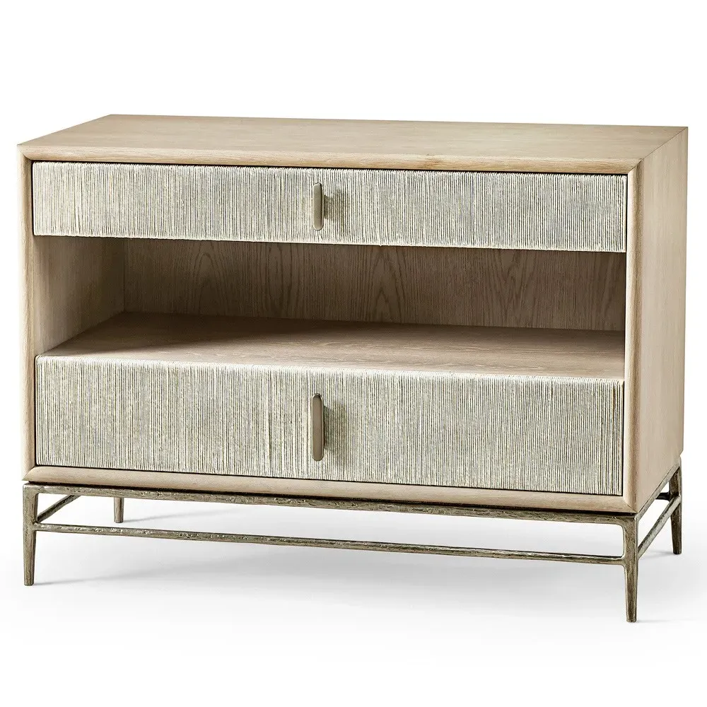 Irving Wide Nightstand - Whitewashed, Oak