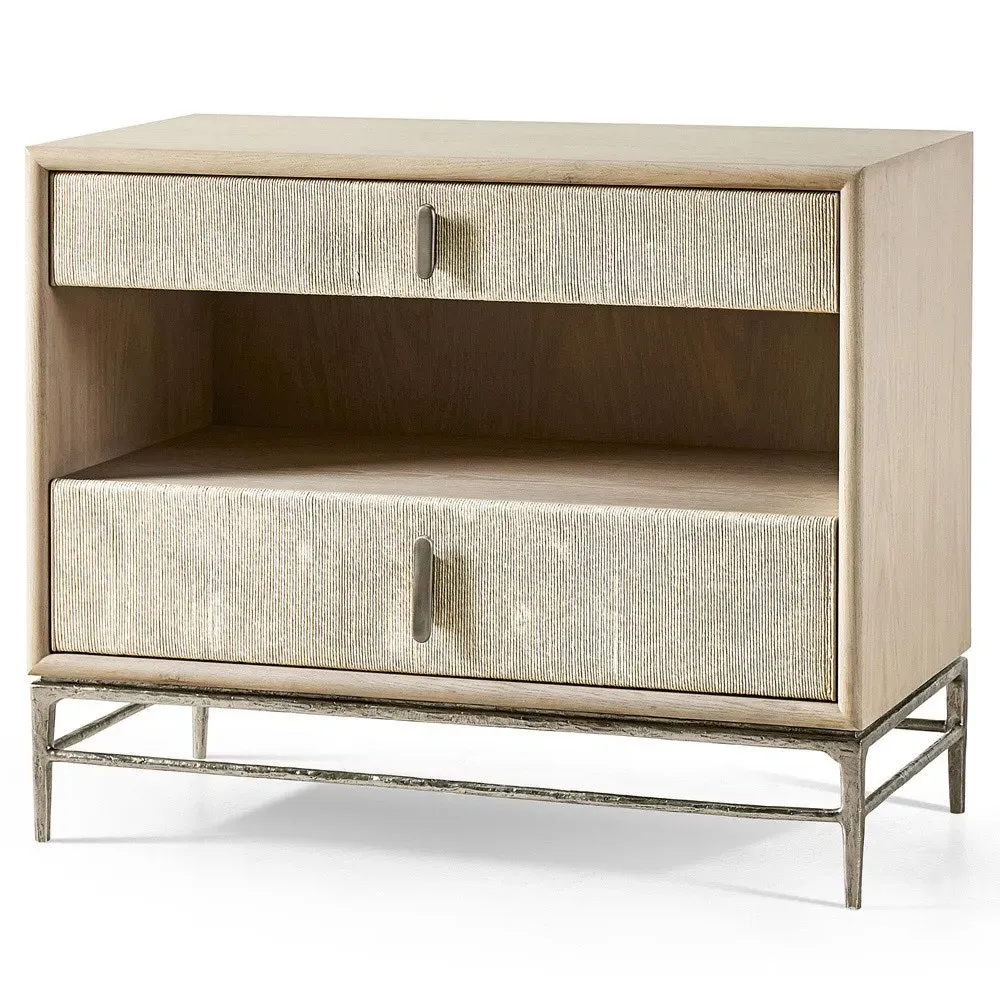 Irving Wide Nightstand - Whitewashed, Oak