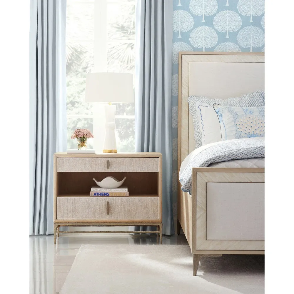 Irving Wide Nightstand - Whitewashed, Oak