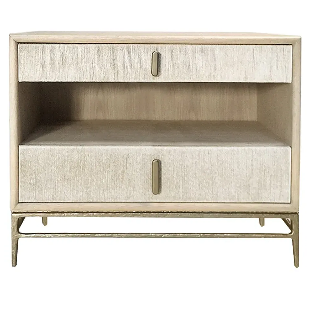 Irving Wide Nightstand - Whitewashed, Oak image