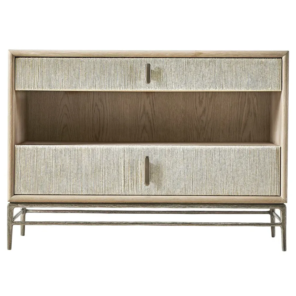 Irving Wide Nightstand - Whitewashed, Oak