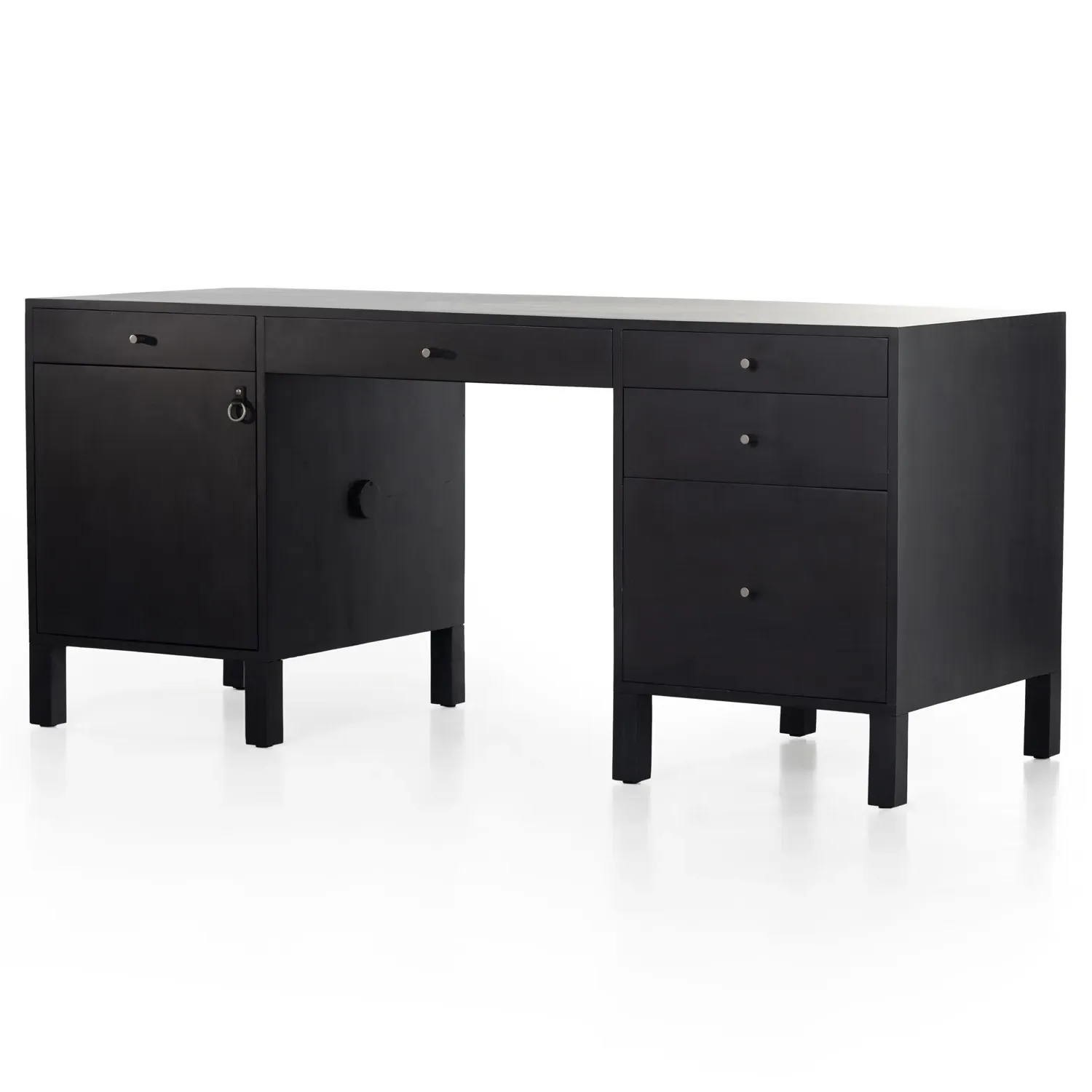 Isaac Executive Desk with Storage - Black, Wood