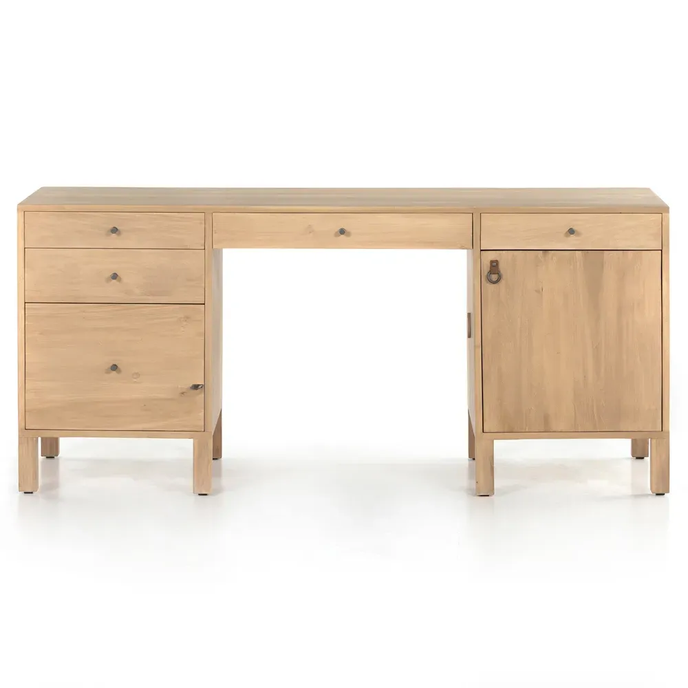 Isaac Executive Desk with Storage - Brown, Wood