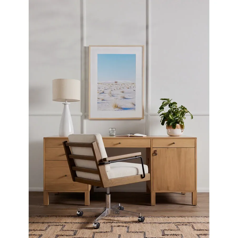 Isaac Executive Desk with Storage - Brown, Wood