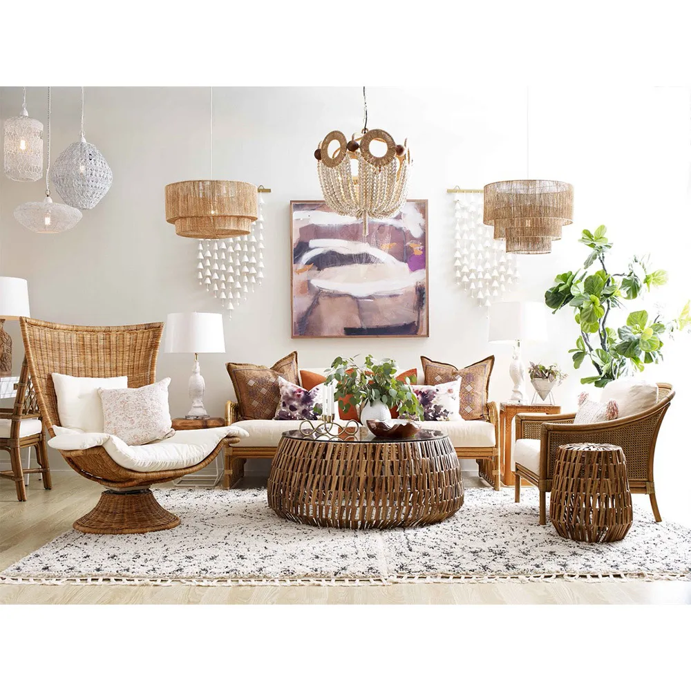Isabella 2 Tier Pendant Light - Brown, Jute