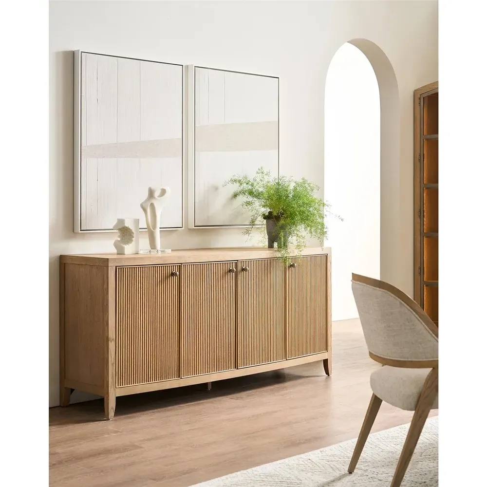 Isabella Fluted Credenza - Brown, Oak