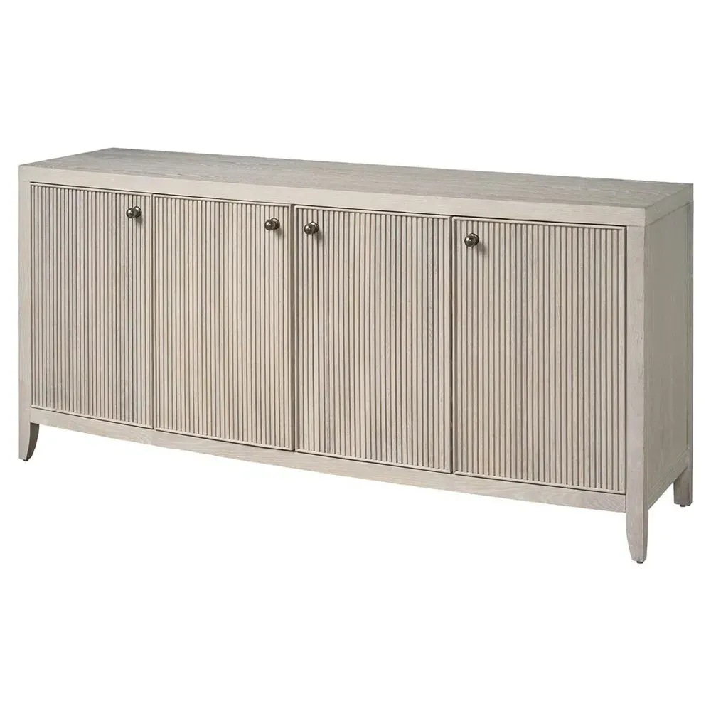Isabella Fluted Credenza - White, Oak