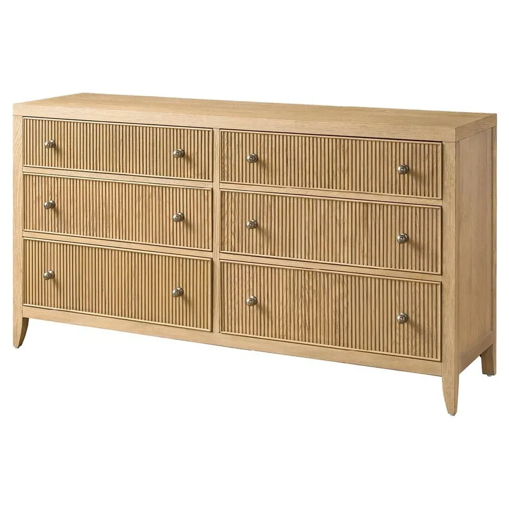 Isabella Fluted Double Dresser - Brown, Oak