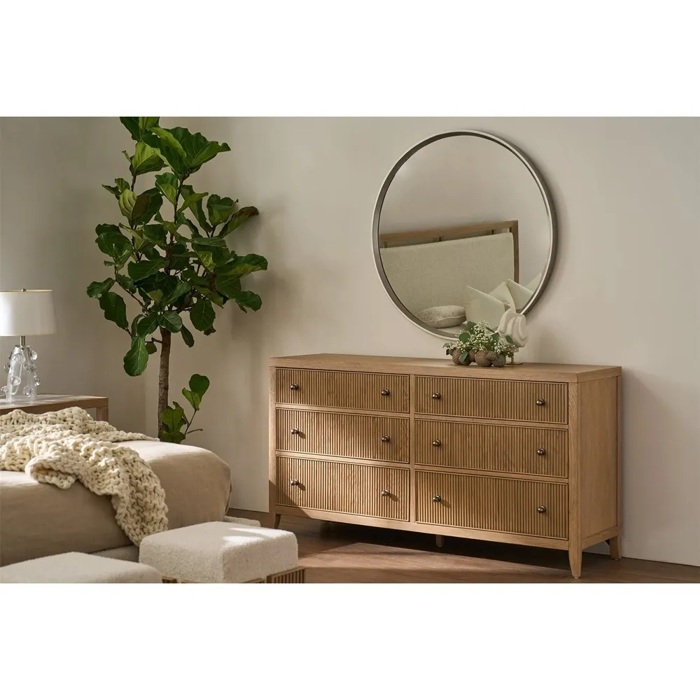 Isabella Fluted Double Dresser - Brown, Oak