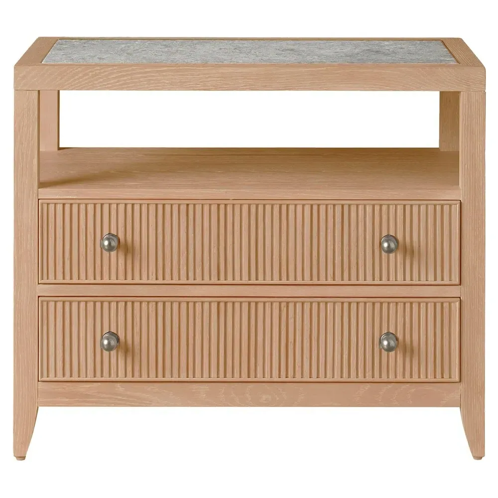 Isabella Fluted Nightstand - Brown, Stone Oak