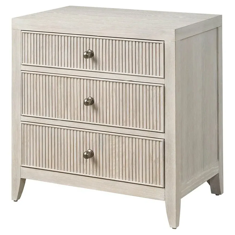 Isabella Fluted Nightstand - White, Oak