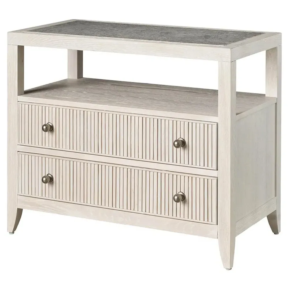 Isabella Fluted Nightstand - White, Stone Oak