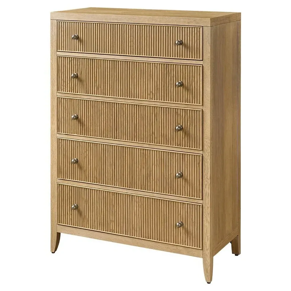 Isabella Fluted Tall Chest - Brown, Oak