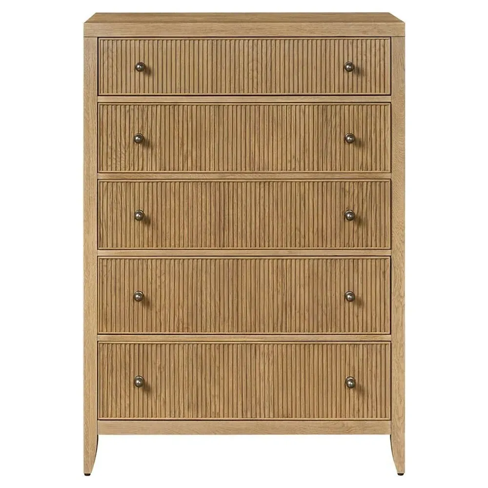 Isabella Fluted Tall Chest - Brown, Oak