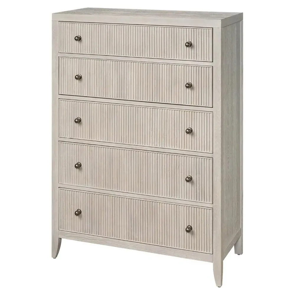 Isabella Fluted Tall Chest - White, Oak