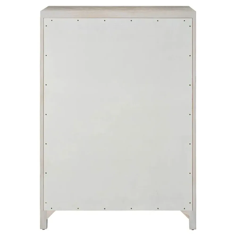 Isabella Fluted Tall Chest - White, Oak