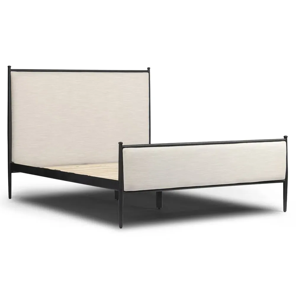 Isabella King Size Bed Frame - Cream, Iron