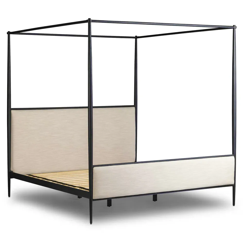 Isabella King Size Canopy Bed - Black, Iron