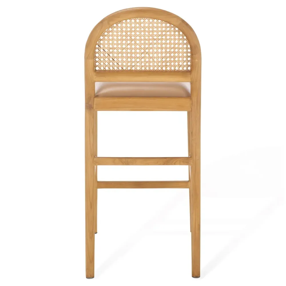 Isabella Leather Rattan Counter Stool - Brown