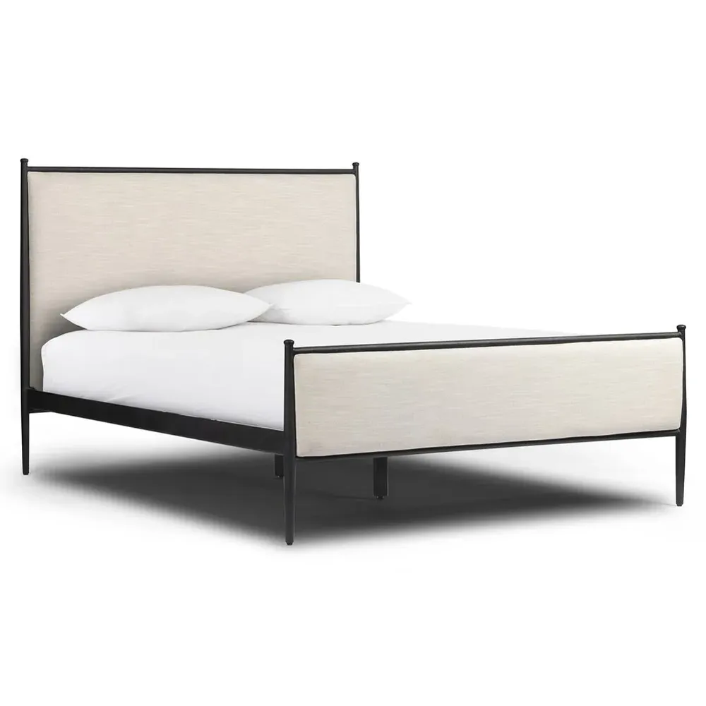 Isabella Queen Size Bed Frame - Cream, Iron