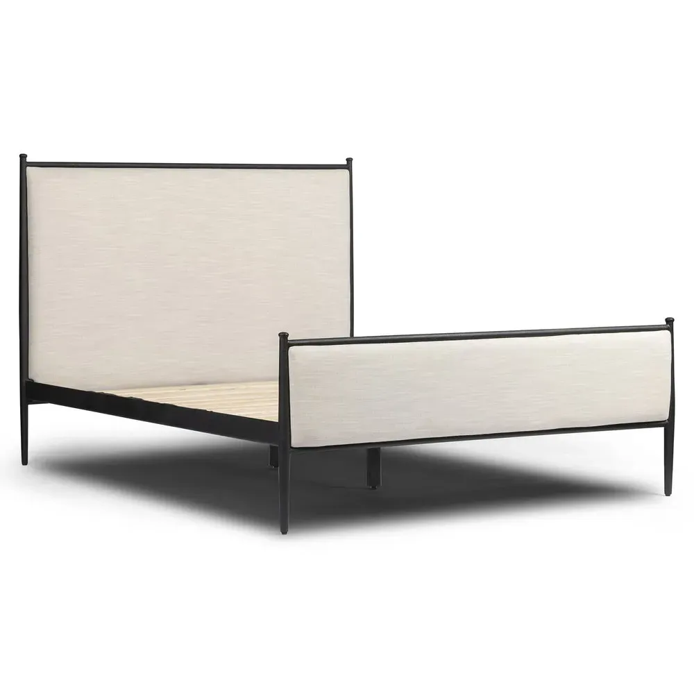 Isabella Queen Size Bed Frame - Cream, Iron