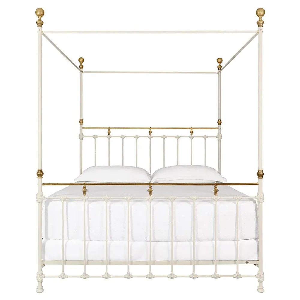 Isabella Queen Size Canopy Bed - Cream, Iron image