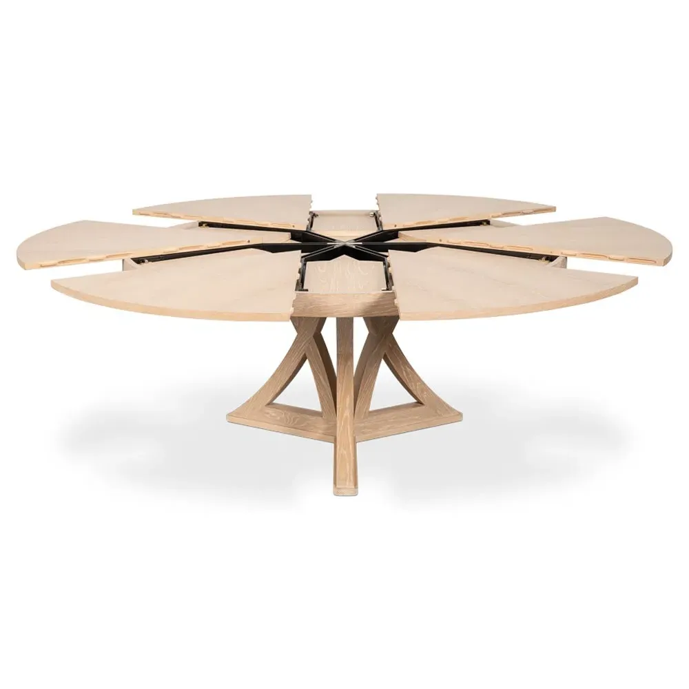 Isabella Round Extendable Dining Table - Bleached Oak