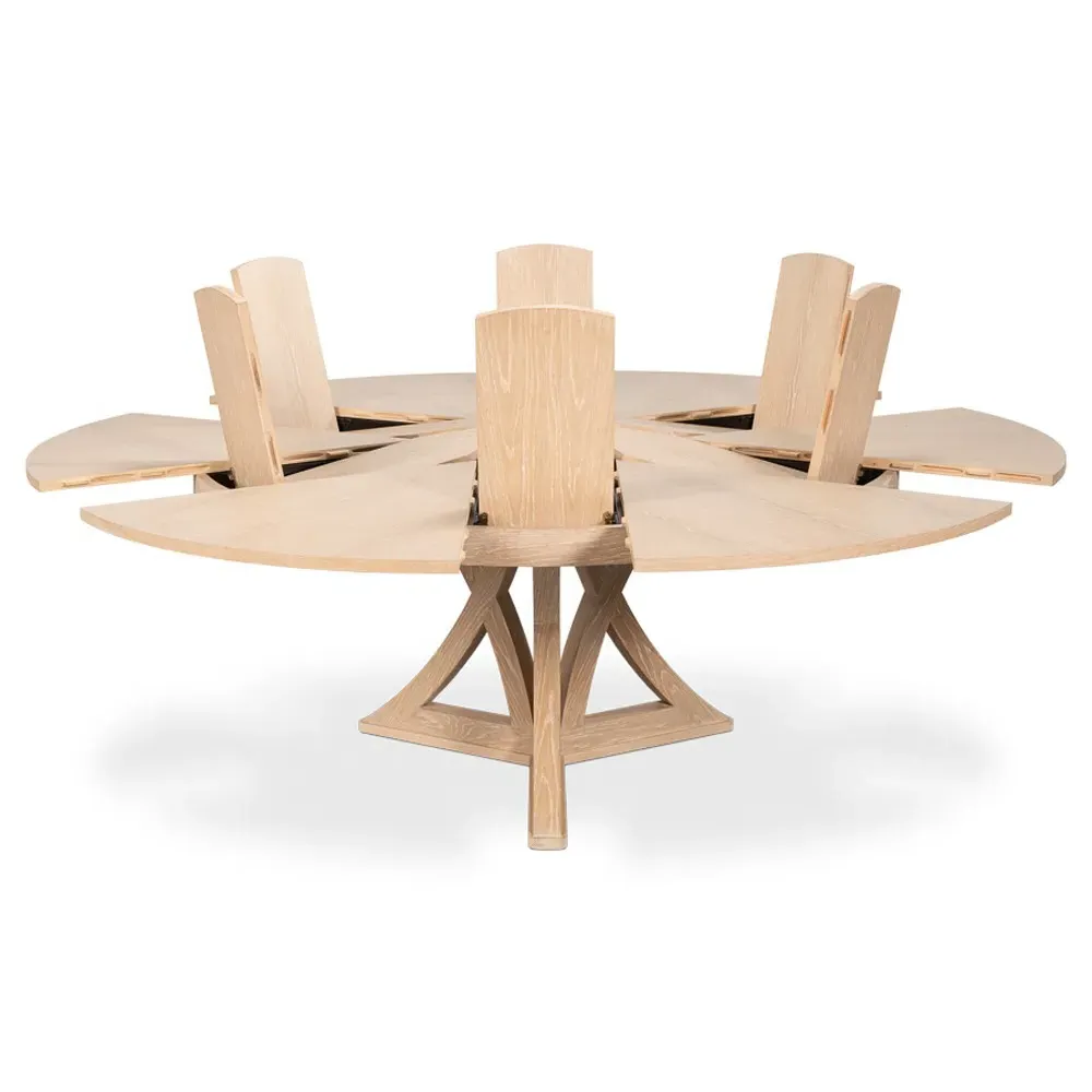 Isabella Round Extendable Dining Table - Bleached Oak