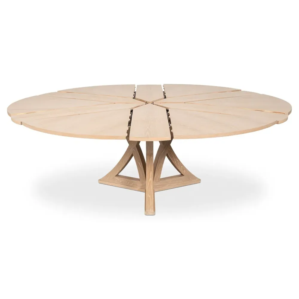 Isabella Round Extendable Dining Table - Bleached Oak