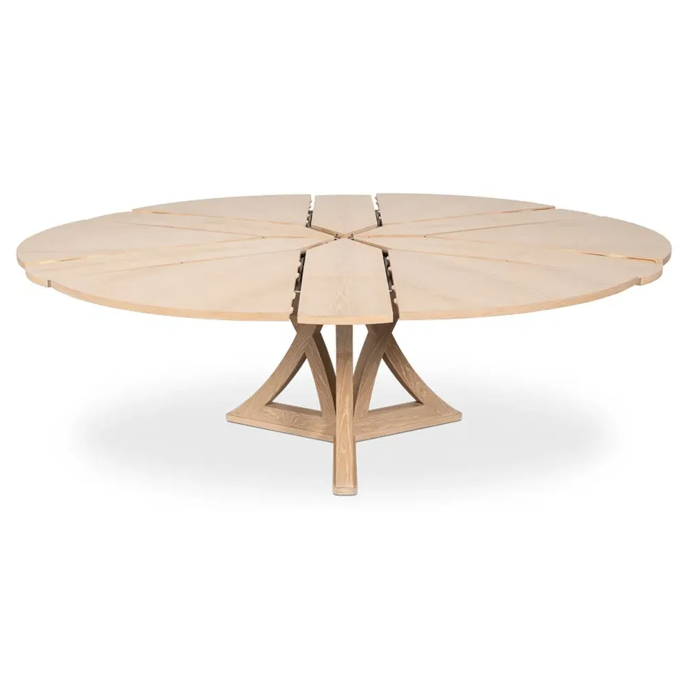 Isabella Round Extendable Dining Table - Bleached Oak