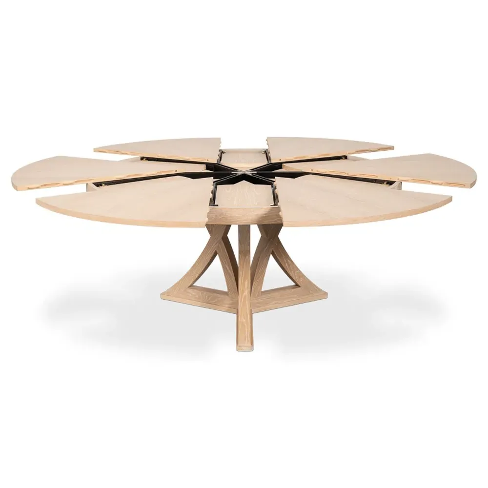 Isabella Round Extendable Dining Table - Bleached Oak