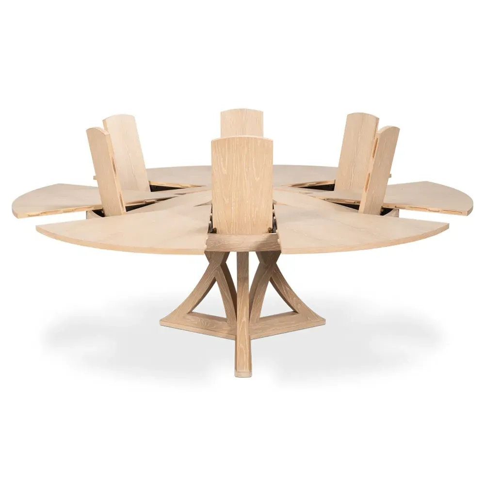 Isabella Round Extendable Dining Table - Bleached Oak