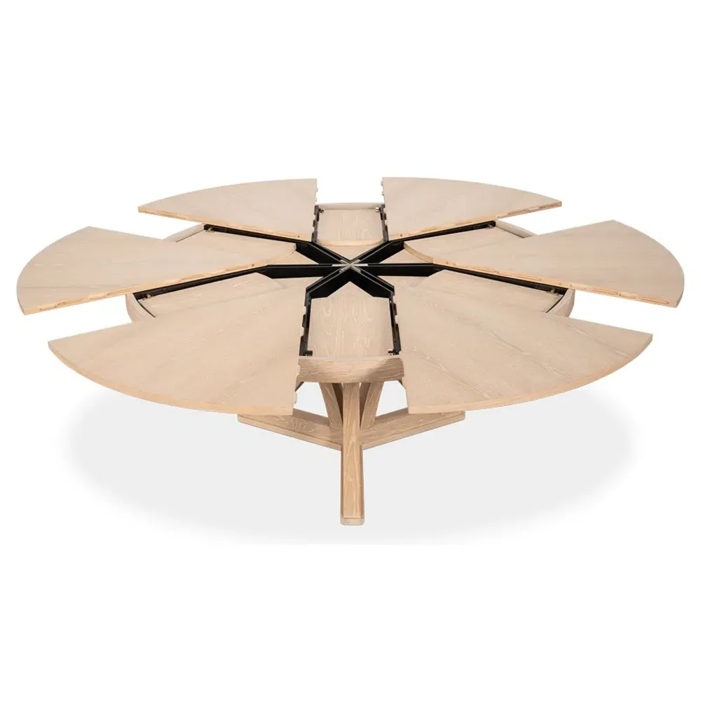 Isabella Round Extendable Dining Table - Bleached Oak