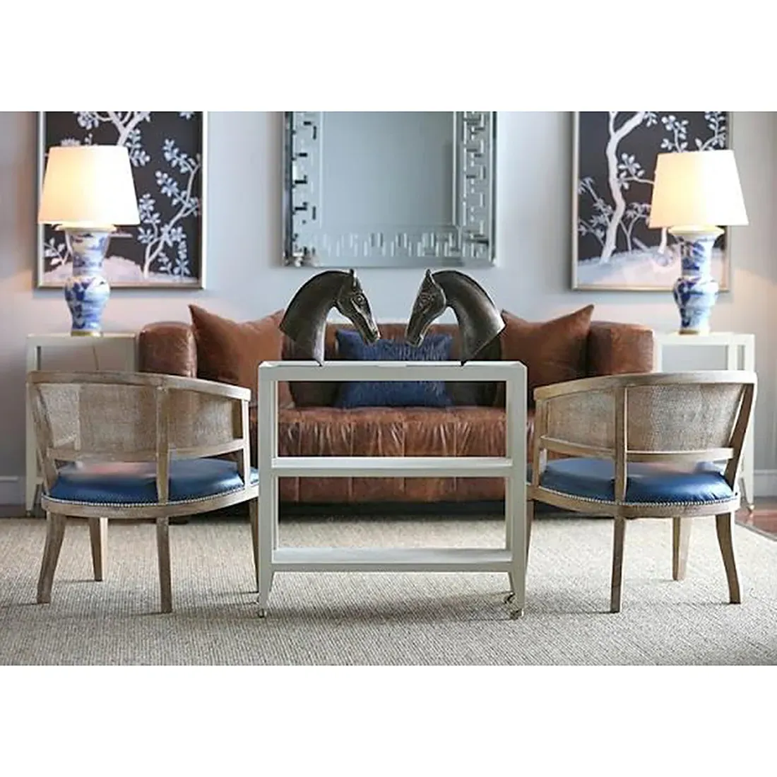 Isadora 3-Tier Rolling Console with Brass Casters - Canvas Cream